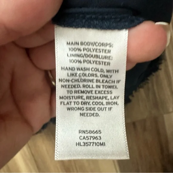 Chelsea28 Navy Cold Shoulder Fringe Blouse Textured Boho Top Round Neck Size XS - Picture 8 of 8